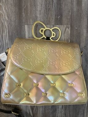 Loungefly Hello Kitty 50th Anniversary Iridescent Gold Quilted Satchel